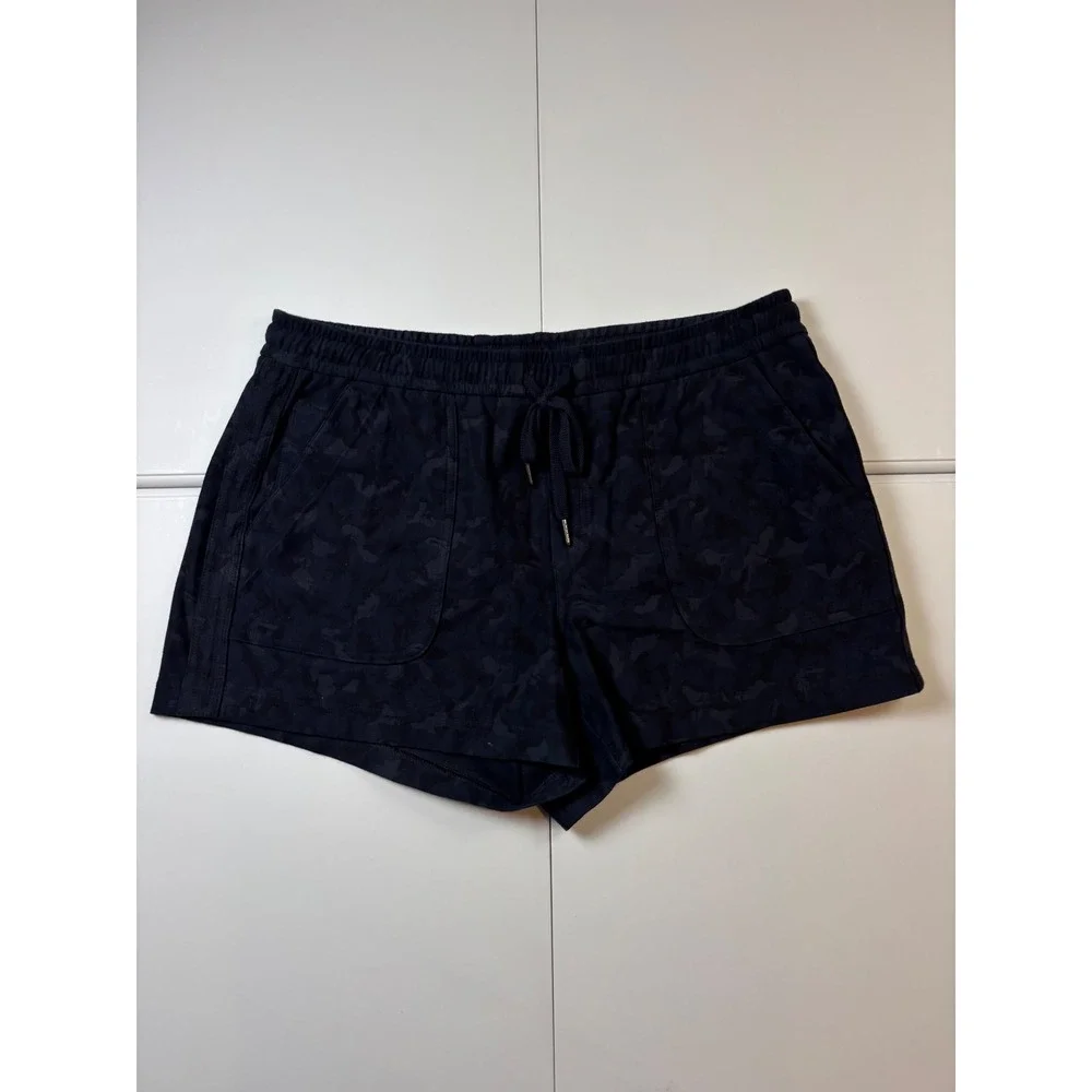 Athleta Camo Farallon Short Navy Blue Camouflage Cotton Blend‎ Womens Size 14